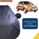 Autofact Indica Car Cover - CoreProtect - Water Resistant Car Body Cover for Tata Indica - With Mirror Pockets, Triple Stitched, Bottom Fully Elastic, Adjustable Belt and Buckle (Grey 210D)