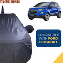 Autofact Ecosport Car Cover - CoreProtect - Water Resistant Car Body Cover for Ford Ecosport - With Mirror & Antenna Pockets, Triple Stitched, Bottom Fully Elastic, Adjustable Belt and Buckle (Grey 210D)