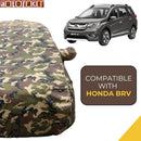 Autofact BRV Car Cover - TearTough - Dog Proof / Waterproof Car Body Cover for Honda BRV - With Mirror Pockets, Triple Stitched, Bottom Fully Elastic, Adjustable Belt and Buckle (Jungle Print 4x4)