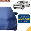 Autofact Elantra Car Cover - CoreProtect - Water Resistant Car Body Cover for Hyundai Elantra - With Mirror Pockets, Triple Stitched, Bottom Fully Elastic, Adjustable Belt and Buckle (Navy 210D)