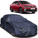 Autofact Virtus Car Cover - EasyShield - Car Body Cover for Volkswagen Virtus - With Mirror Pockets, Triple Stitched, Bottom Fully Elastic, Adjustable Belt and Buckle (Navy 190T)