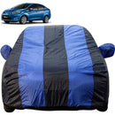 Autofact Fiesta  Car Cover - EasyShield - Car Body Cover for Ford Fiesta  - With Mirror Pockets, Triple Stitched, Bottom Fully Elastic, Adjustable Belt and Buckle (Royal Blue Stripes)