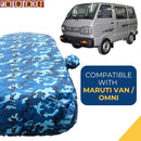 Autofact Van / Omni Car Cover - TearTough - Dog Proof / Waterproof Car Body Cover for Maruti Van / Omni - With Mirror Pockets, Triple Stitched, Bottom Fully Elastic, Adjustable Belt and Buckle (Airforce Blue 4x4)