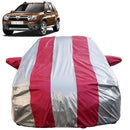 Autofact Duster Car Cover - FlexGuard - Waterproof Car Body Cover for Renaults Duster - With Mirror Pockets, Triple Stitched, Bottom Fully Elastic, Adjustable Belt and Buckle (Silver / Pink Stripes)