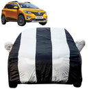 Autofact Triber Car Cover - EasyShield - Car Body Cover for Renaults Triber - With Mirror Pockets, Triple Stitched, Bottom Fully Elastic, Adjustable Belt and Buckle (White Blue Stripes)