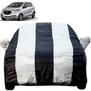 Autofact Redi Go Car Cover - EasyShield - Car Body Cover for Nissan Redi Go - With Mirror Pockets, Triple Stitched, Bottom Fully Elastic, Adjustable Belt and Buckle (White Blue Stripes)