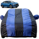 Autofact Slavia Car Cover - EasyShield - Car Body Cover for Skoda Slavia - With Mirror Pockets, Triple Stitched, Bottom Fully Elastic, Adjustable Belt and Buckle (Royal Blue Stripes)