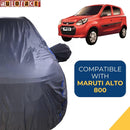 Autofact Alto 800 Car Cover - CoreProtect - Water Resistant Car Body Cover for Maruti Alto 800 - With Mirror Pockets, Triple Stitched, Bottom Fully Elastic, Adjustable Belt and Buckle (Grey 210D)