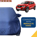 Autofact Kwid Car Cover - CoreProtect - Water Resistant Car Body Cover for Renaults Kwid - With Mirror Pockets, Triple Stitched, Bottom Fully Elastic, Adjustable Belt and Buckle (Navy 210D)