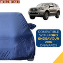 Autofact Endeavour Car Cover - CoreProtect - Water Resistant Car Body Cover for Ford Endeavour - With Mirror Pockets, Triple Stitched, Bottom Fully Elastic, Adjustable Belt and Buckle (Navy 210D)