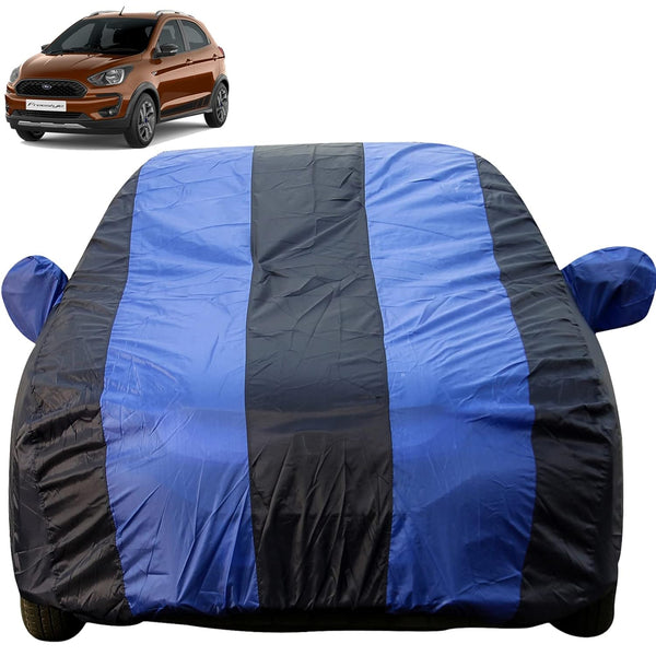 Autofact Freestyle Car Cover - EasyShield - Car Body Cover for Ford Freestyle - With Mirror Pockets, Triple Stitched, Bottom Fully Elastic, Adjustable Belt and Buckle (Royal Blue Stripes)