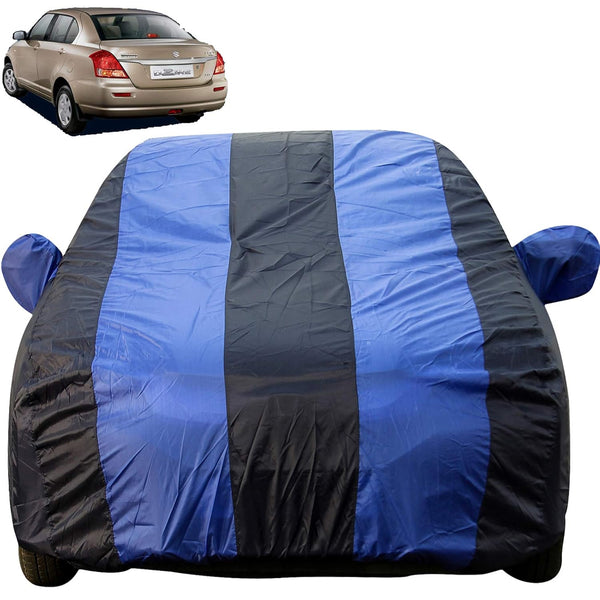 Autofact Swift Dzire Old Model Car Cover - EasyShield - Car Body Cover for Maruti Swift Dzire Old Model - With Mirror Pockets, Triple Stitched, Bottom Fully Elastic, Adjustable Belt and Buckle (Royal Blue Stripes)