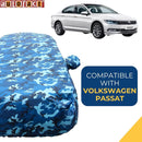 Autofact Passat Car Cover - TearTough - Dog Proof / Waterproof Car Body Cover for Volkswagen Passat - With Mirror Pockets, Triple Stitched, Bottom Fully Elastic, Adjustable Belt and Buckle (Airforce Blue 4x4)