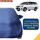 Autofact Innova Old Model Car Cover - CoreProtect - Water Resistant Car Body Cover for Toyota Innova Old Model - With Mirror Pockets, Triple Stitched, Bottom Fully Elastic, Adjustable Belt and Buckle (Navy 210D)