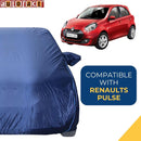 Autofact Pulse Car Cover - CoreProtect - Water Resistant Car Body Cover for Renaults Pulse - With Mirror Pockets, Triple Stitched, Bottom Fully Elastic, Adjustable Belt and Buckle (Navy 210D)