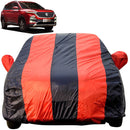 Autofact Hector Car Cover - EasyShield - Car Body Cover for MG Hector - With Mirror Pockets, Triple Stitched, Bottom Fully Elastic, Adjustable Belt and Buckle (Red Blue Stripes)