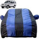 Autofact Safari Car Cover - EasyShield - Car Body Cover for Tata Safari - With Mirror Pockets, Triple Stitched, Bottom Fully Elastic, Adjustable Belt and Buckle (Royal Blue Stripes)
