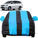 Autofact Innova Old Model Car Cover - EasyShield - Car Body Cover for Toyota Innova Old Model - With Mirror Pockets, Triple Stitched, Bottom Fully Elastic, Adjustable Belt and Buckle (Teak Blue Stripes)