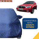 Autofact Esteem Car Cover - CoreProtect - Water Resistant Car Body Cover for Maruti Esteem - With Mirror Pockets, Triple Stitched, Bottom Fully Elastic, Adjustable Belt and Buckle (Navy 210D)