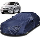 Autofact Accent Car Cover - EasyShield - Car Body Cover for Hyundai Accent - With Mirror Pockets, Triple Stitched, Bottom Fully Elastic, Adjustable Belt and Buckle (Navy 190T)