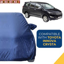 Autofact Innova Crysta Car Cover - CoreProtect - Water Resistant Car Body Cover for Toyota Innova Crysta - With Mirror Pockets, Triple Stitched, Bottom Fully Elastic, Adjustable Belt and Buckle (Navy 210D)