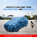 Autofact Tigor Car Cover - TearTough - Dog Proof / Waterproof Car Body Cover for Tata Tigor - With Mirror & Antenna Pockets, Triple Stitched, Bottom Fully Elastic, Adjustable Belt and Buckle (Airforce Blue 4x4)