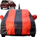 Autofact Jazz Car Cover - EasyShield - Car Body Cover for Honda Jazz - With Mirror Pockets, Triple Stitched, Bottom Fully Elastic, Adjustable Belt and Buckle (Red Blue Stripes)