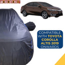 Autofact Corolla Altis Car Cover - CoreProtect - Water Resistant Car Body Cover for Toyota Corolla Altis - With Mirror Pockets, Triple Stitched, Bottom Fully Elastic, Adjustable Belt and Buckle (Grey 210D)