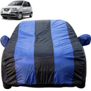 Autofact Santro Xing Car Cover - EasyShield - Car Body Cover for Hyundai Santro Xing - With Mirror Pockets, Triple Stitched, Bottom Fully Elastic, Adjustable Belt and Buckle (Royal Blue Stripes)