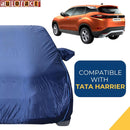 Autofact Harrier Car Cover - CoreProtect - Water Resistant Car Body Cover for Tata Harrier - With Mirror Pockets, Triple Stitched, Bottom Fully Elastic, Adjustable Belt and Buckle (Navy 210D)
