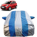 Autofact Pulse Car Cover - FlexGuard - Waterproof Car Body Cover for Renaults Pulse - With Mirror Pockets, Triple Stitched, Bottom Fully Elastic, Adjustable Belt and Buckle (Silver / Blue Stripes)