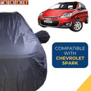 Autofact Spark Car Cover - CoreProtect - Water Resistant Car Body Cover for Chevrolet Spark - With Mirror Pockets, Triple Stitched, Bottom Fully Elastic, Adjustable Belt and Buckle (Grey 210D)