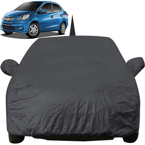 Autofact Amaze Old Model Car Cover - EasyShield - Car Body Cover for Honda Amaze Old Model - With Mirror Pockets, Triple Stitched, Bottom Fully Elastic, Adjustable Belt and Buckle (Grey 190T)