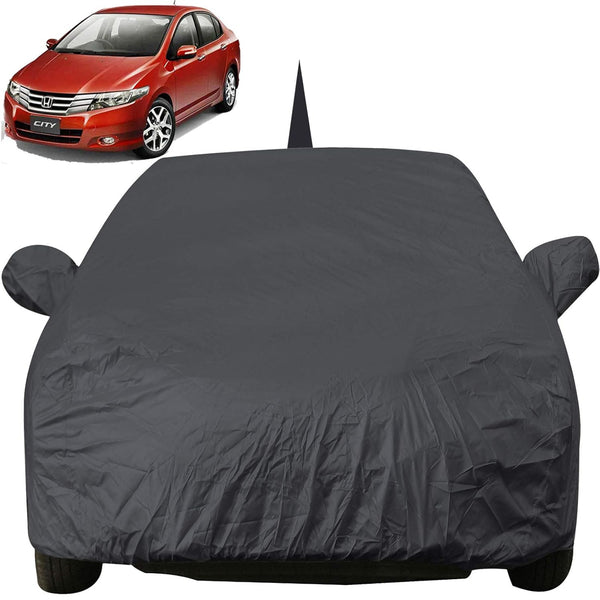 Autofact City Ivtech Car Cover - EasyShield - Car Body Cover for Honda City Ivtech - With Mirror Pockets, Triple Stitched, Bottom Fully Elastic, Adjustable Belt and Buckle (Grey 190T)
