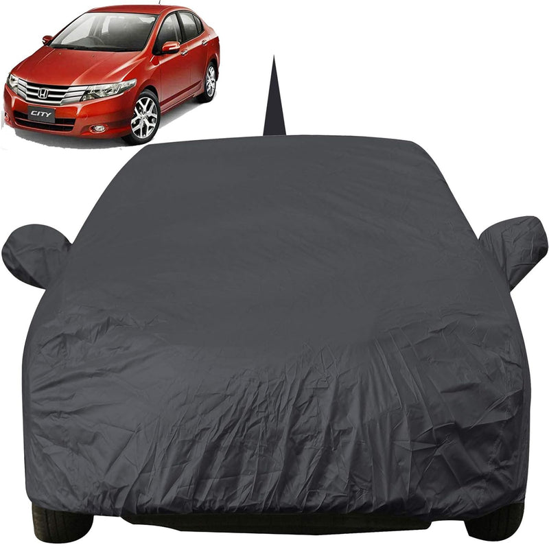 Autofact City Ivtech Car Cover - EasyShield - Car Body Cover for Honda City Ivtech - With Mirror Pockets, Triple Stitched, Bottom Fully Elastic, Adjustable Belt and Buckle (Grey 190T)