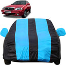 Autofact Esteem Car Cover - EasyShield - Car Body Cover for Maruti Esteem - With Mirror Pockets, Triple Stitched, Bottom Fully Elastic, Adjustable Belt and Buckle (Teak Blue Stripes)