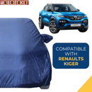 Autofact Kiger Car Cover - CoreProtect - Water Resistant Car Body Cover for Renualt Kiger - With Mirror Pockets, Triple Stitched, Bottom Fully Elastic, Adjustable Belt and Buckle (Navy 210D)