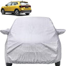 Autofact Taigun Car Cover - FlexGuard - Waterproof Car Body Cover for Volkswagen Taigun - With Mirror Pockets, Triple Stitched, Bottom Fully Elastic, Adjustable Belt and Buckle (Silver)