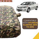 Autofact Elantra Car Cover - TearTough - Dog Proof / Waterproof Car Body Cover for Hyundai Elantra - With Mirror Pockets, Triple Stitched, Bottom Fully Elastic, Adjustable Belt and Buckle (Jungle Print 4x4)