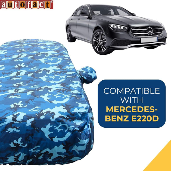 Autofact E220d Car Cover - TearTough - Dog Proof / Waterproof Car Body Cover for Mercedes -Benz E220d (Airforce Blue 4x4)