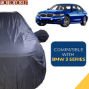 Autofact 3 Series Car Cover - CoreProtect - Water Resistant Car Body Cover for BMW 3 Series - With Mirror Pockets, Triple Stitched, Bottom Fully Elastic, Adjustable Belt and Buckle (Grey 210D)
