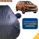 Autofact Kushaq Car Cover - CoreProtect - Water Resistant Car Body Cover for Skoda Kushaq - With Mirror Pockets, Triple Stitched, Bottom Fully Elastic, Adjustable Belt and Buckle (Grey 210D)