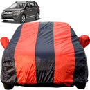 Autofact BRV Car Cover - EasyShield - Car Body Cover for Honda BRV - With Mirror Pockets, Triple Stitched, Bottom Fully Elastic, Adjustable Belt and Buckle (Red Blue Stripes)