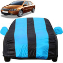 Autofact Indigo Car Cover - EasyShield - Car Body Cover for Tata Indigo - With Mirror Pockets, Triple Stitched, Bottom Fully Elastic, Adjustable Belt and Buckle (Teak Blue Stripes)