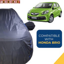 Autofact Brio Car Cover - CoreProtect - Water Resistant Car Body Cover for Honda Brio - With Mirror Pockets, Triple Stitched, Bottom Fully Elastic, Adjustable Belt and Buckle (Grey 210D)