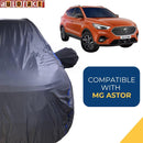 Autofact Astor Car Cover - CoreProtect - Water Resistant Car Body Cover for MG Astor - With Mirror Pockets, Triple Stitched, Bottom Fully Elastic, Adjustable Belt and Buckle (Grey 210D)