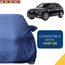 Autofact Q5 Car Cover - CoreProtect - Water Resistant Car Body Cover for Audi Q5 - With Mirror Pockets, Triple Stitched, Bottom Fully Elastic, Adjustable Belt and Buckle (Navy 210D)