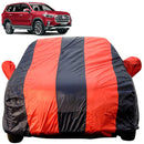 Autofact Gloster Car Cover - EasyShield - Car Body Cover for MG Gloster - With Mirror Pockets, Triple Stitched, Bottom Fully Elastic, Adjustable Belt and Buckle (Red Blue Stripes)