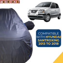 Autofact Santro Xing Car Cover - CoreProtect - Water Resistant Car Body Cover for Hyundai Santro Xing - With Mirror Pockets, Triple Stitched, Bottom Fully Elastic, Adjustable Belt and Buckle (Grey 210D)