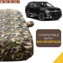 Autofact Sportage Car Cover - TearTough - Dog Proof / Waterproof Car Body Cover for Kia Sportage - With Mirror Pockets, Triple Stitched, Bottom Fully Elastic, Adjustable Belt and Buckle (Jungle Print 4x4)